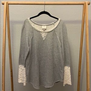 Knox Rose Women’s Lace Detail Top Gray Size M